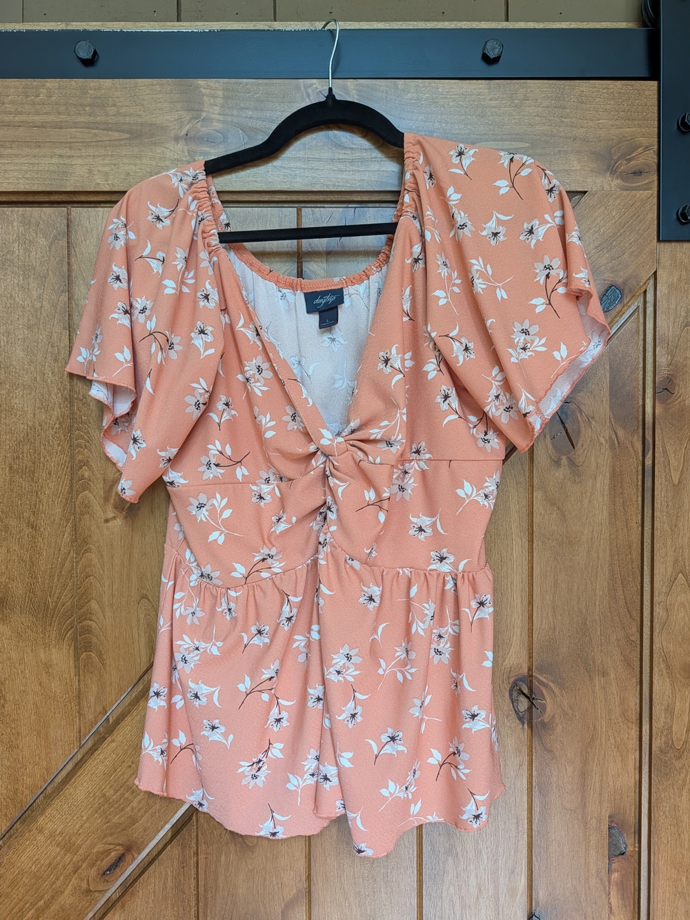 Daytrip Peach Floral Tie-Front Blouse